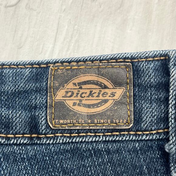 Dickies Relaxed Dark Wash Cotton Blend Work Mechanic Bootcut Denim Jeans 8 - Picture 7 of 13